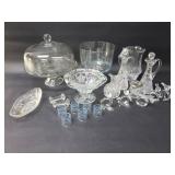 Group of vintage glass and crystal vases,