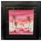 Vintage signed and framed acrylic painting on