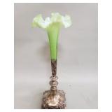 Antique Victorian silver plate and uranium glass