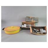 Pair of Universal food and meat choppes, lidded