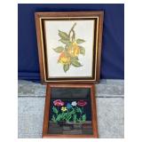 Pair of vintage framed embroideries