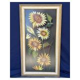 Vintage framed flower embroidery