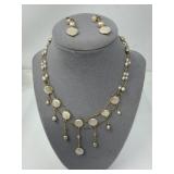 Gold Tone Freshwater Pearl Necklace and Matching