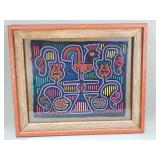 Framed Panama Kuna Mola style textile