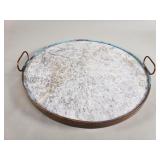 Vintage copper rimmed stone serving tray
