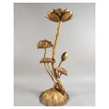 Mid-century tall brutalist brass lotis candle