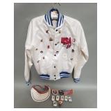 Vintage USA 1984 Olympics jacket, visor, p
