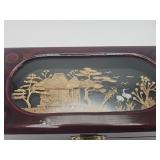 Vintage Chinese cork diorama lacquer jewelry box