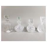 Four crystal and glass perfume bottles