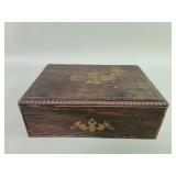 Antique wood traveling vanity box with brass