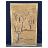 Vintage framed stone art tree