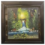 Vintage signed and framed acrylic painting on