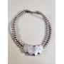 Sterling silver double strand beaded necklace