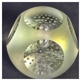 Vintage signed Abelman glass paperweight