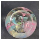 Signed Abelman art glass paperweight