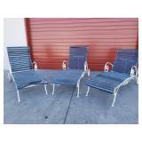 3 Mid-century strap iron chaise lounge