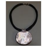 Bat-Ami sterling silver pendant and leather