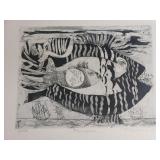 Signed Nahum Tschacbasov "Flying Fish" etching