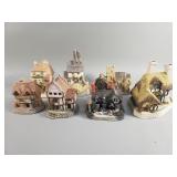 Group of ceramic David Winter cottage sculptures