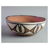Signed Vicky Calabaza pottery bowl with hand