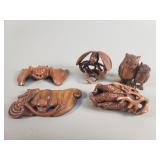 Fine vintage carved wood netsukes