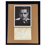 John Gilbert signed index card