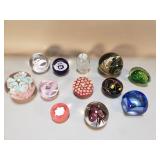 Group of assorted art glass paperweights