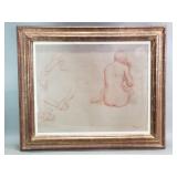 Signed figurative-style sanguine sketches