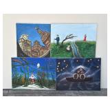 Lot of 4 Helga Schweininger signed oil painting
