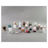 Group of hand painted glass, marble, wood and