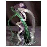 Hand blown multi color twisted art glass sculpture