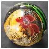 Signed art glass paperweight