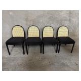 4 curved cane rattan ebony oak wood dining chairs
