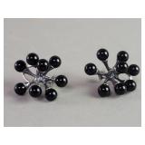 Silver and onyx earrings