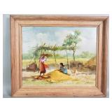 Signed Oscar T. Navarro oil on canvas painting