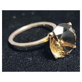 Vintage 14k gold ring & smokey quartz stone