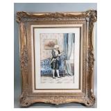 Signed Neo-Rocco style watercolor painting