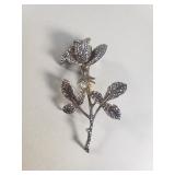 Silver 800 and marcasite rose brooch