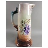 Antique Belleek hand painted porcelain pitcher