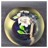Vintage signed Abelman art glass floral
