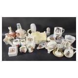 Box of misc knick knacks, tears cups, figurines,