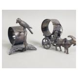 Pair of silver plate figurial napkin rings