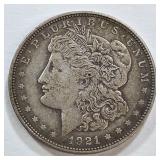 1921 Morgan Silver Dollar Coin.