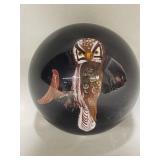 Signed art glass brown owl paperweight