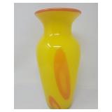 Hand-blown yellow and orange art glass vase