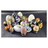 Group of porcelain, ceramic and marble egg