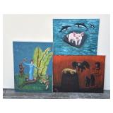 Lot of 3 Helga Schweininger signed oil painting