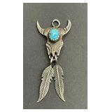 Vintage Sterling silver & turquoise longhorn