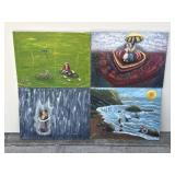 Lot of 4 Helga Schweininger signed oil painting