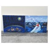 Pair of Helga Schweininger signed oil painting